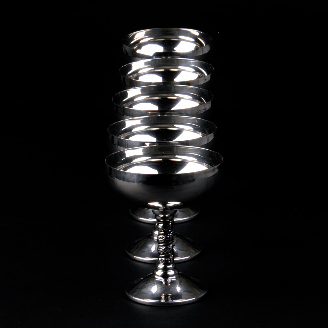 CHAMPAGNESKÅLAR, 5 st. Silverpläterade, Angulo, Spanien.