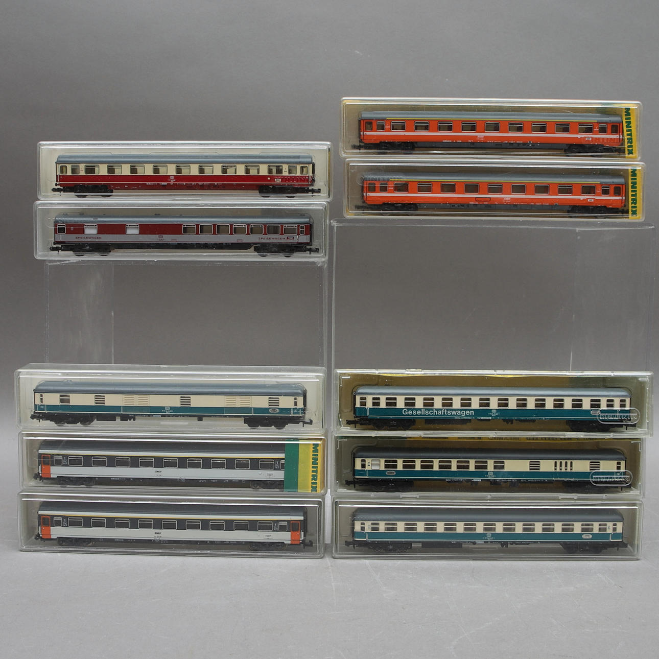 MODELLTÅG, 10 delar, personvagnar, Minitrix.