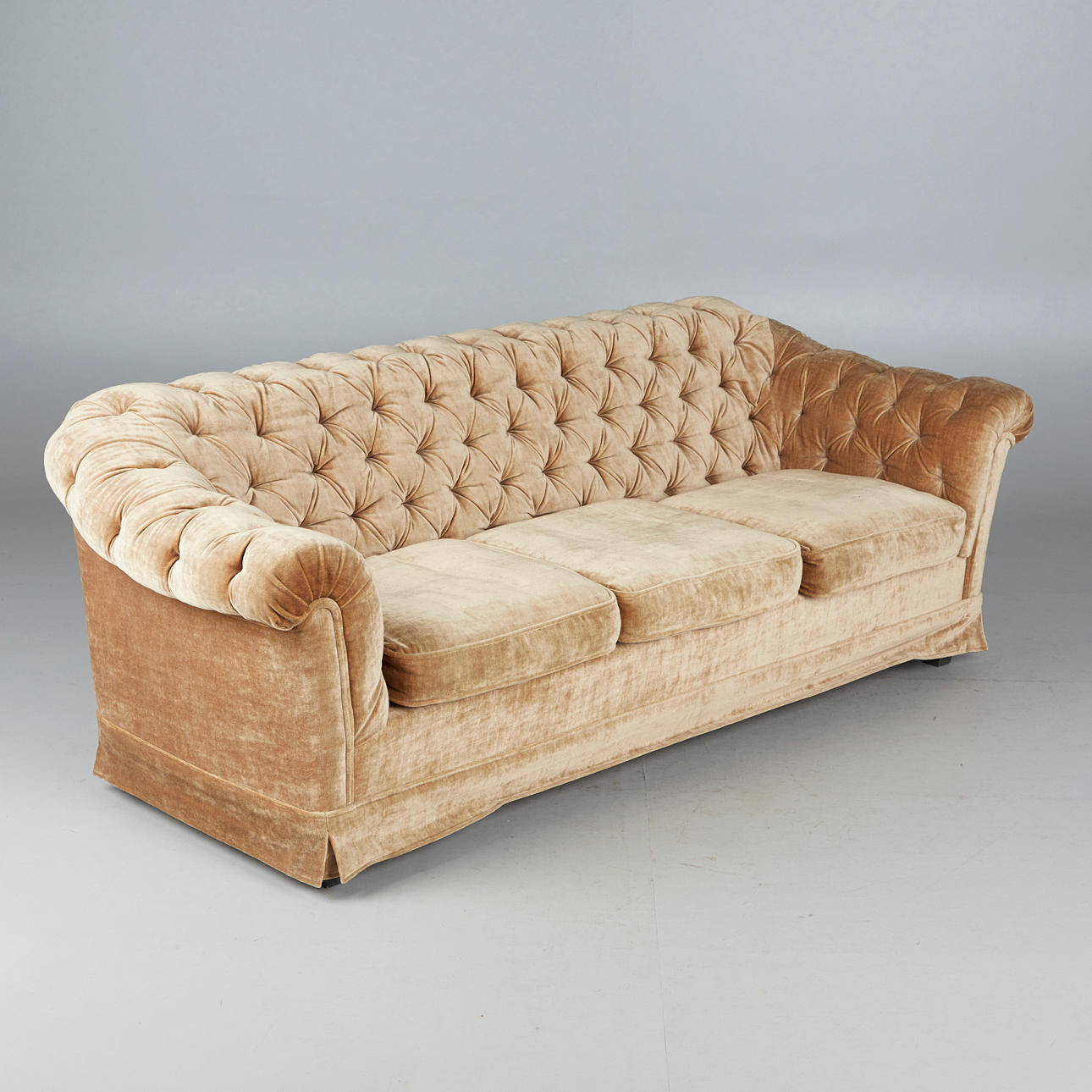 3-sits soffa/soffa, trä, velour.