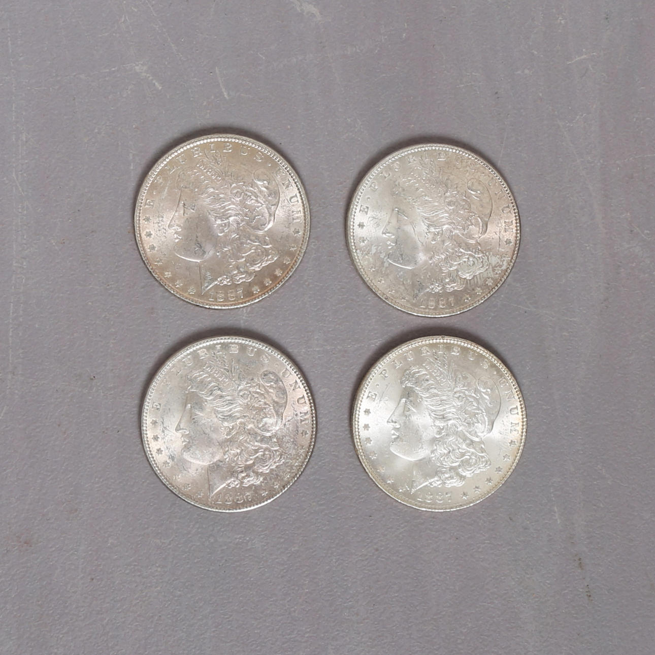 1887 MORGAN SILVER DOLLARS, 4 pcs.