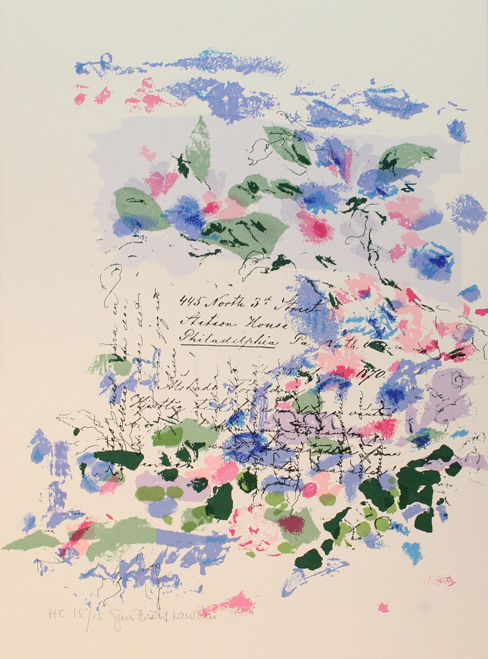 GUN-BRITT LAWURN. "Blommor". Färgserigrafi. Signerad. EA 15/15.