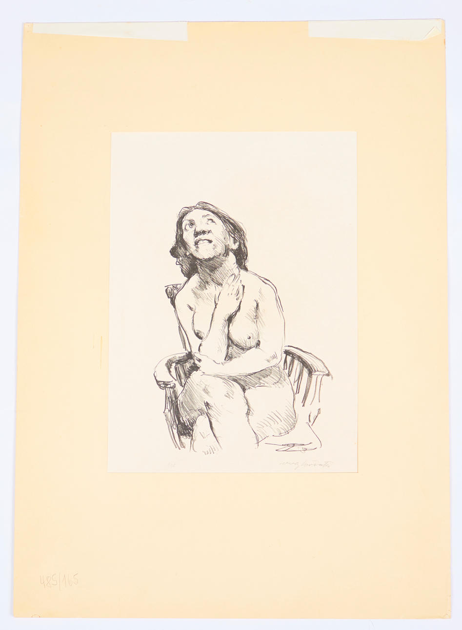 LOVIS CORINTH. Lithographie, Sitzender Akt.