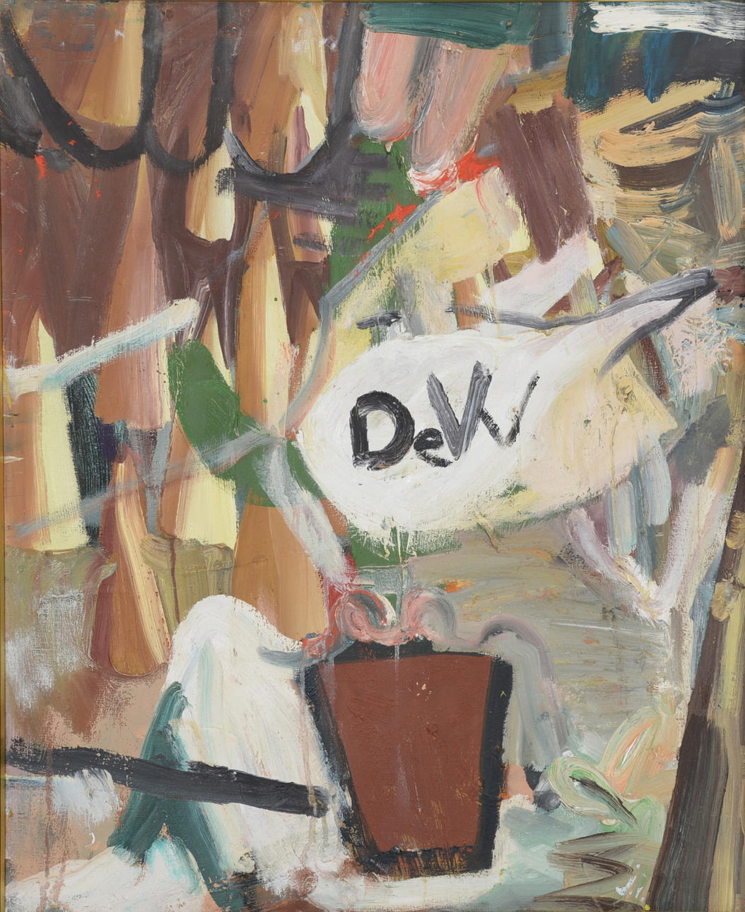 JARL INGVARSSON. Komposition med kruka, Olja på duk.