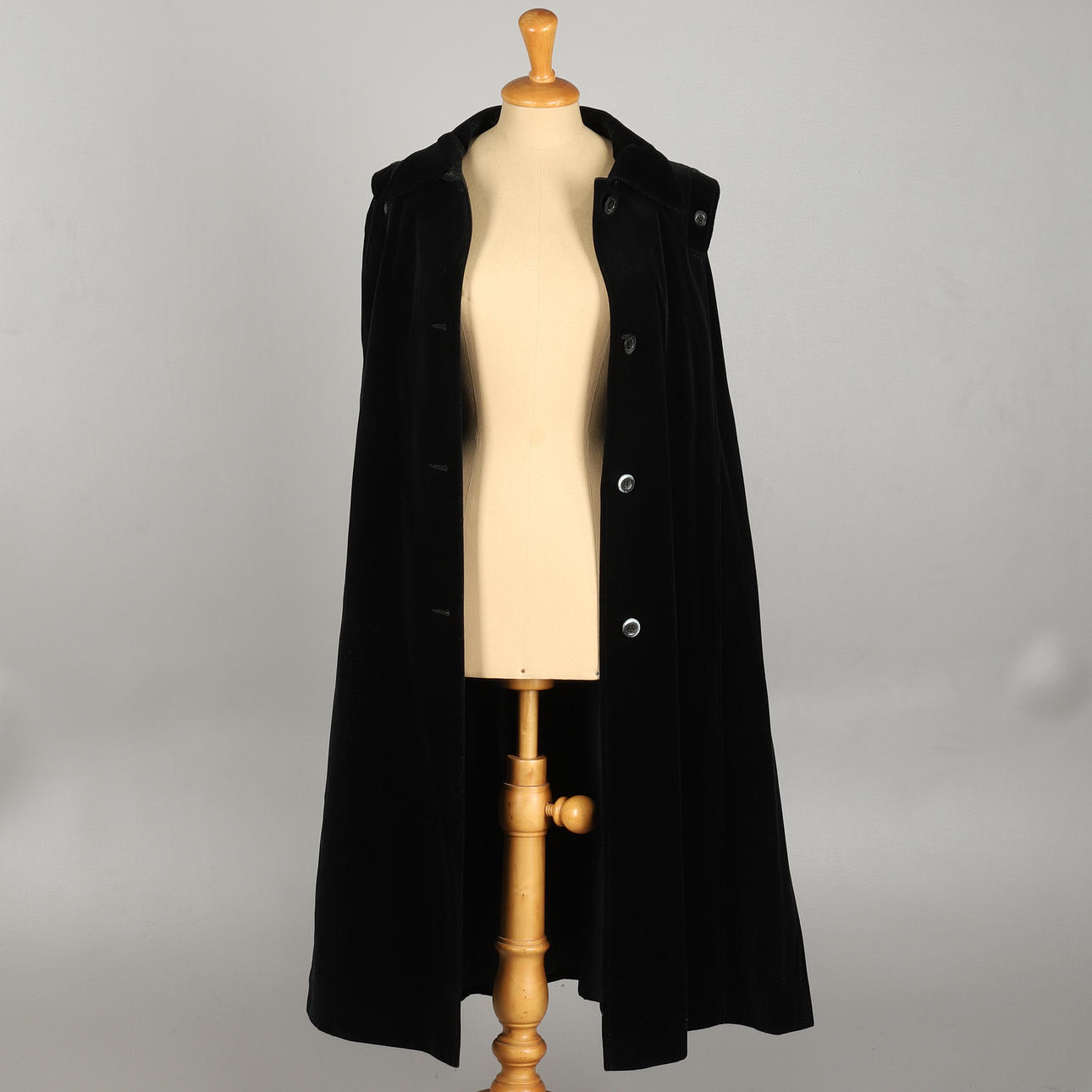 A MARK RUSSELL BLACK VELVET CAPE.