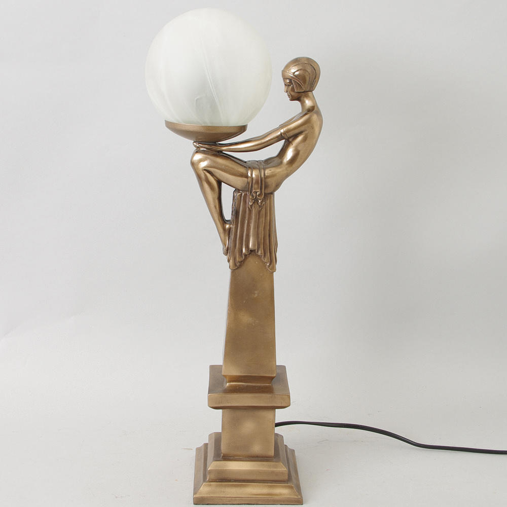 BORDSLAMPA, Art Deco-stil, bronserad konstmassa, samtida.