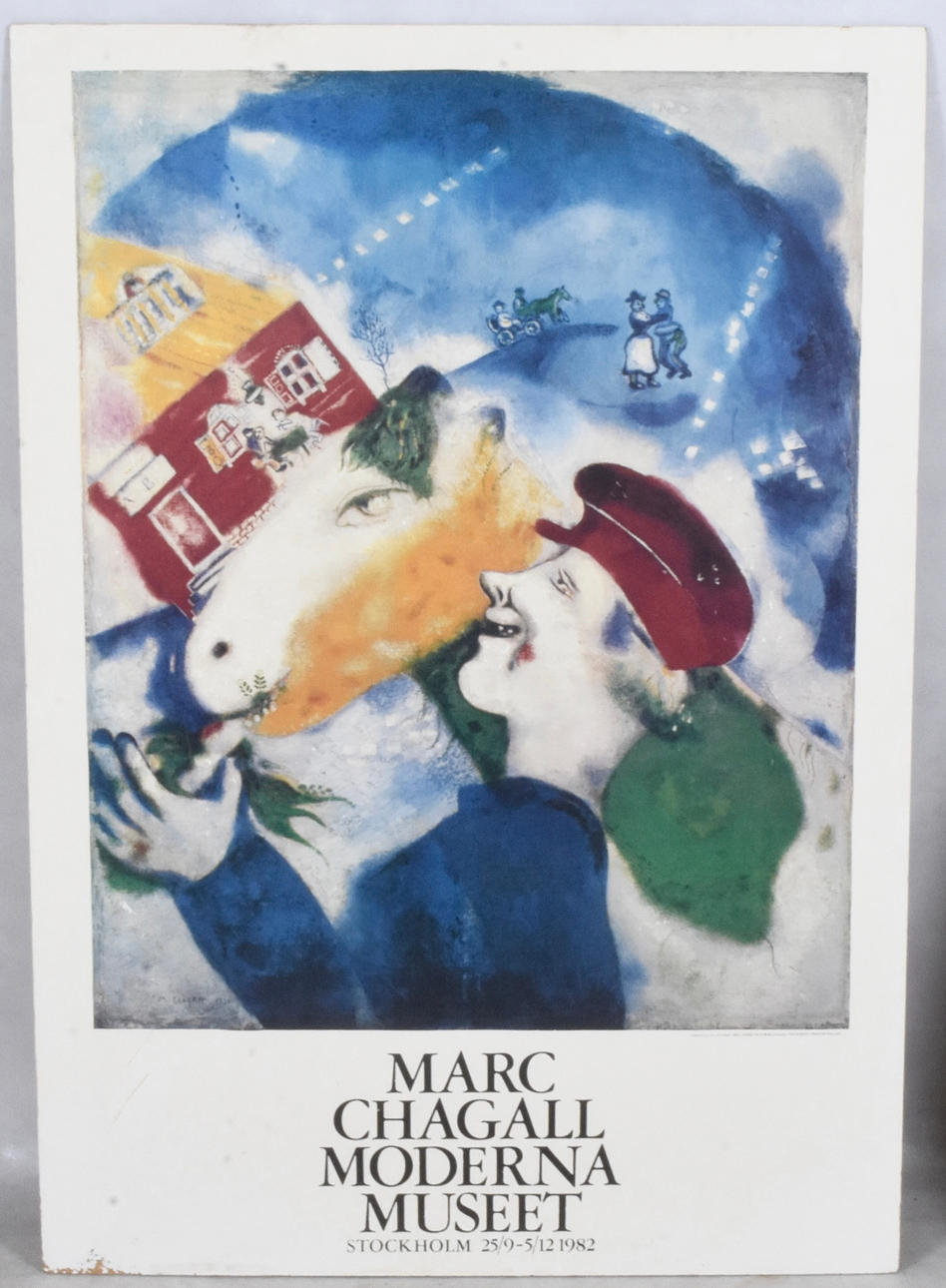 MARC CHAGALL. Utställningsaffisch, offsetryck, Moderna museet 1982.