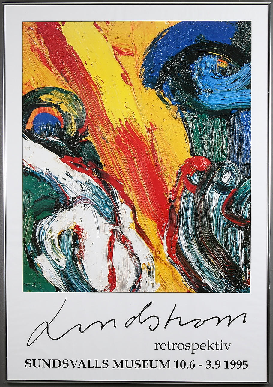 BENGT LINDSTRÖM. Utställningsaffisch, signerad, 1995.