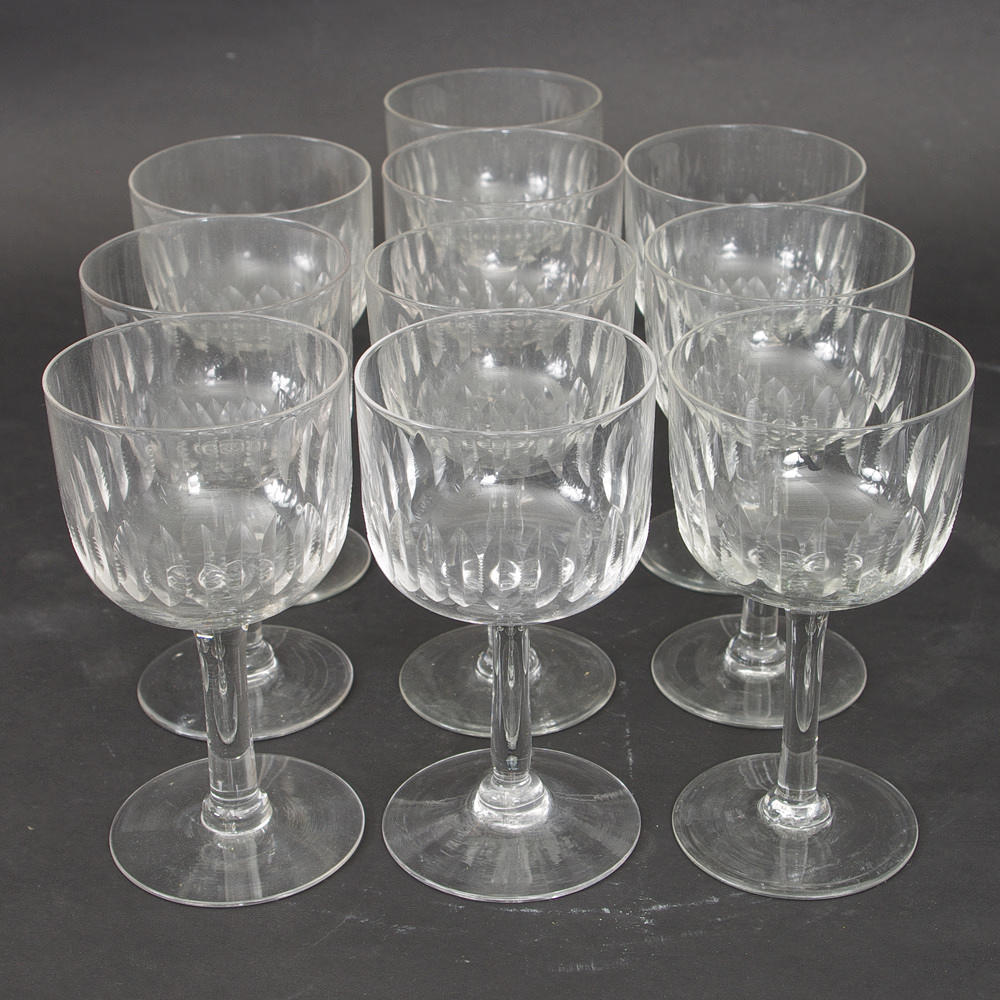 VINGLAS, 10 stycken, sekelskiftet 1800/1900.