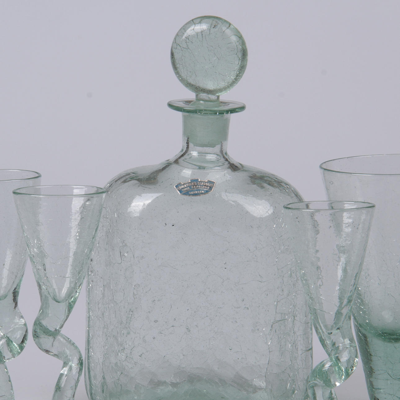 GLASSERVIS, 7 delar, "Skansen", Ture Berglund, Stockholms glasbruk.