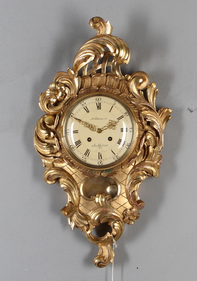 VÄGGPENDYL, rokokostil, H. Peterson, Stockholm, 1900-tal.