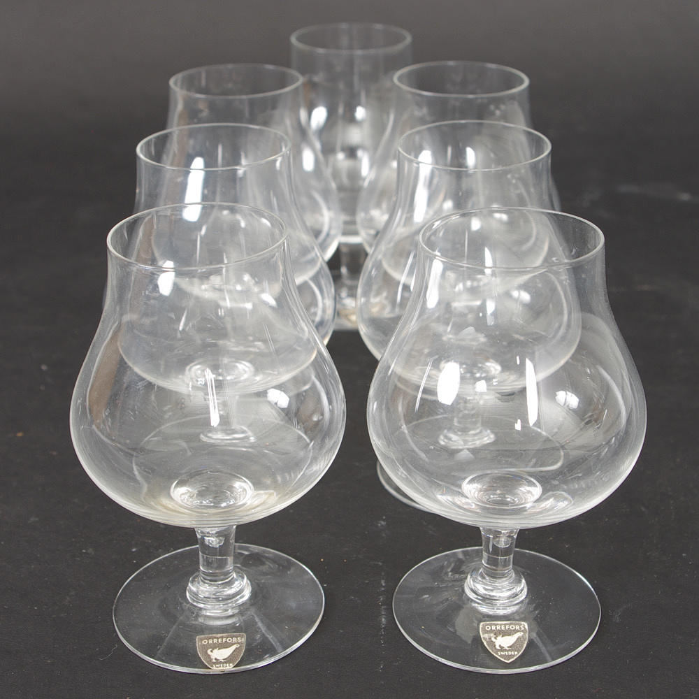 KONJAKSKUPOR, 7 stycken, Orrefors.