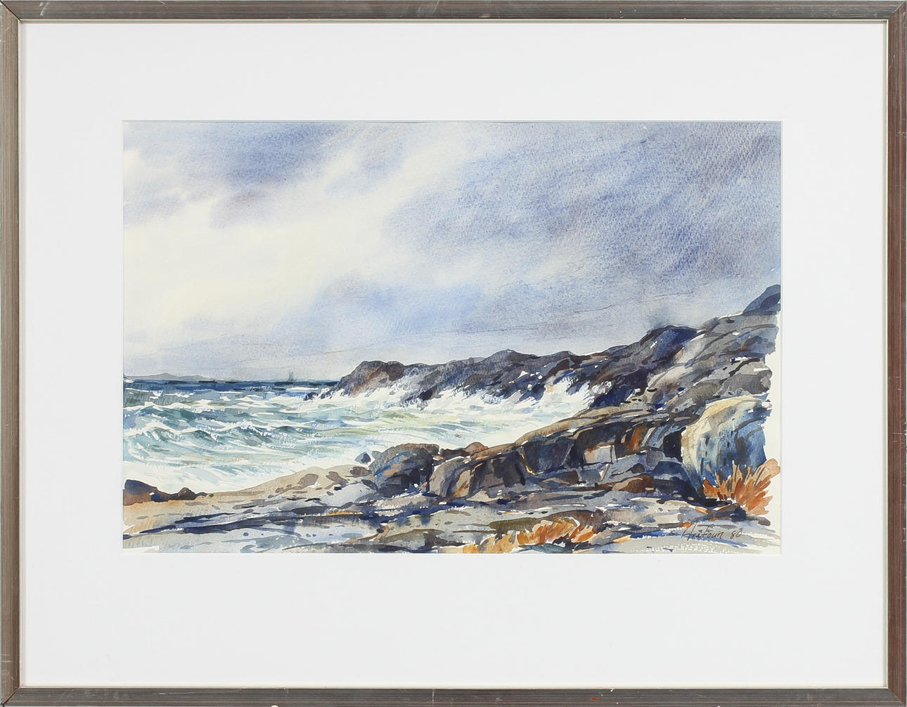 SARO ARATOUN. Kustlandskap, akvarell, signerad och daterad 80.