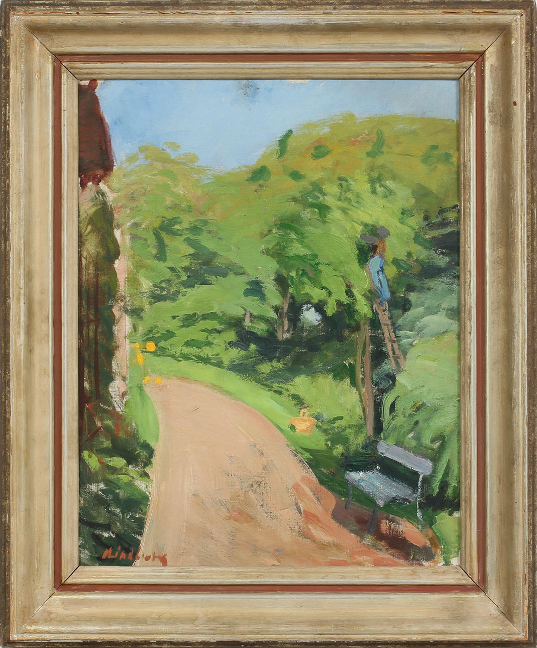 ALF LINDBERG. "I trädgården", olja på duk, signerad.