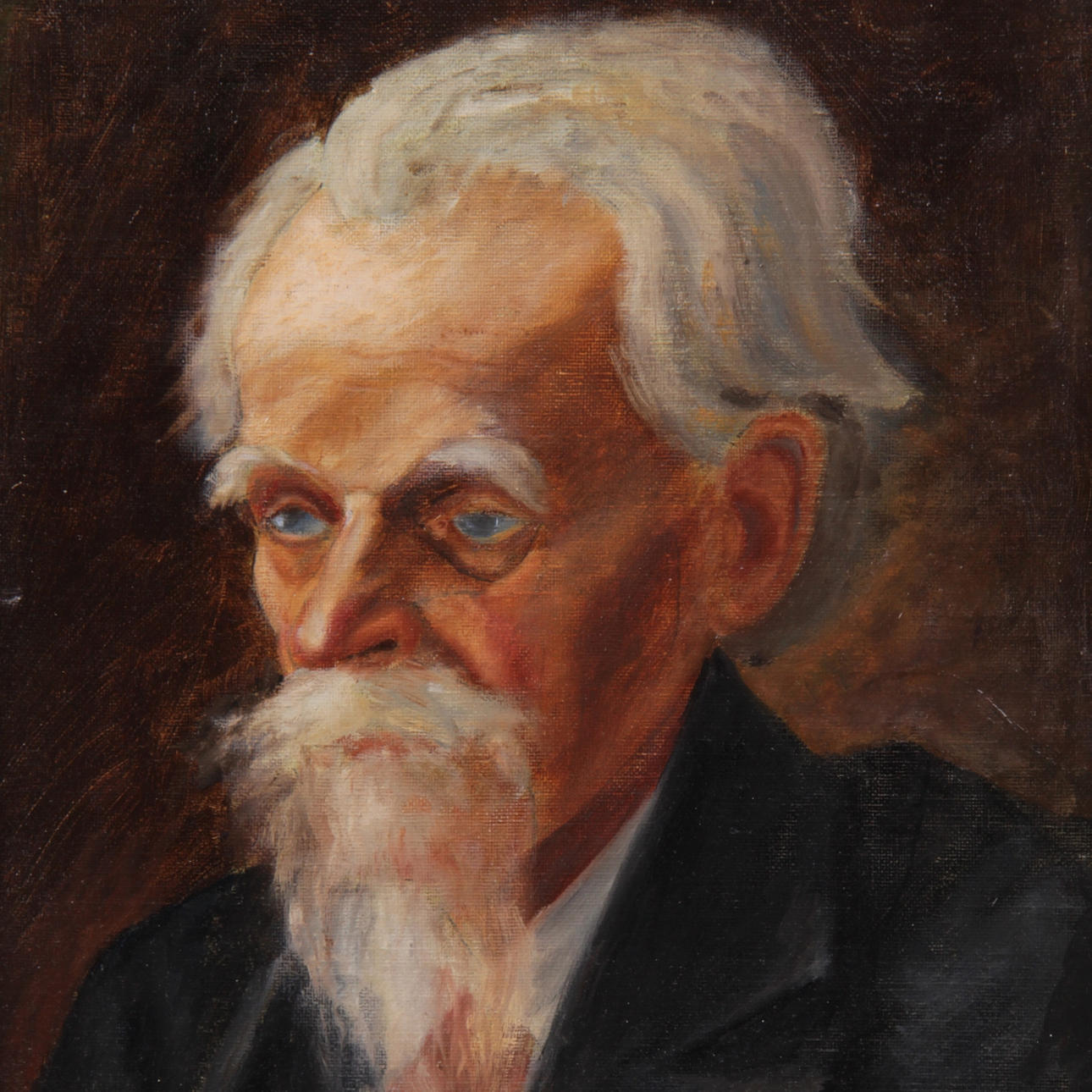 T LUNDGREN. Olja på pannå, porträtt.