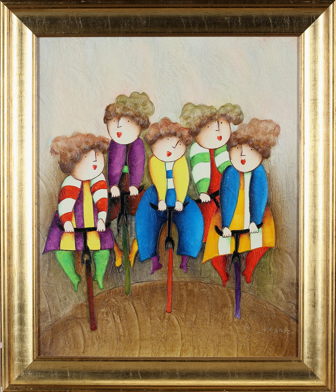 J ROY BAZ. Figure composition, oil on canvas, signed.