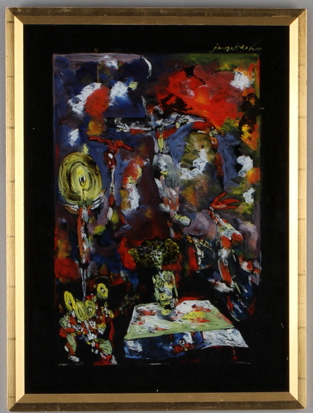 JAN JANCZAK. glasmålning, signerad.