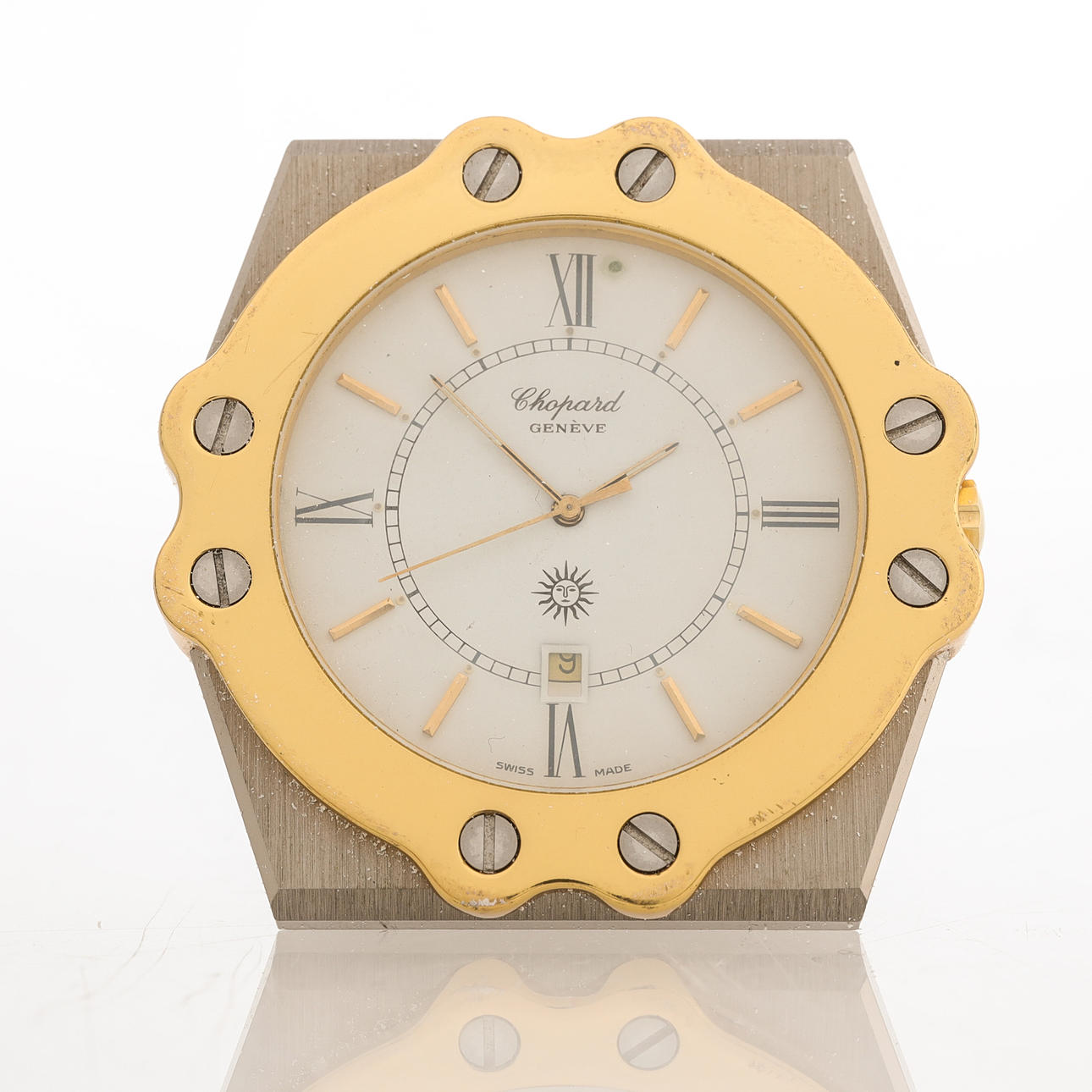 CHOPARD, Reseur, chrome, double, quartz, 1980s.