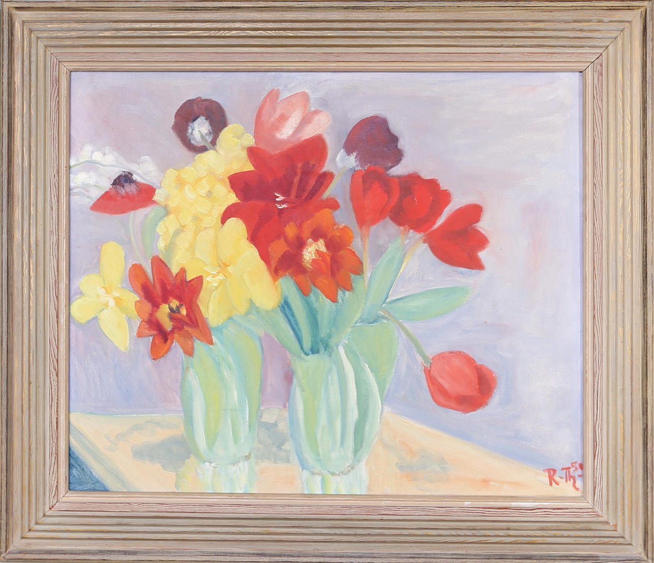 RUDOLPH THYGESEN. Blomsterstilleben, Signerad R Th och daterad 1950.Olja på duk.