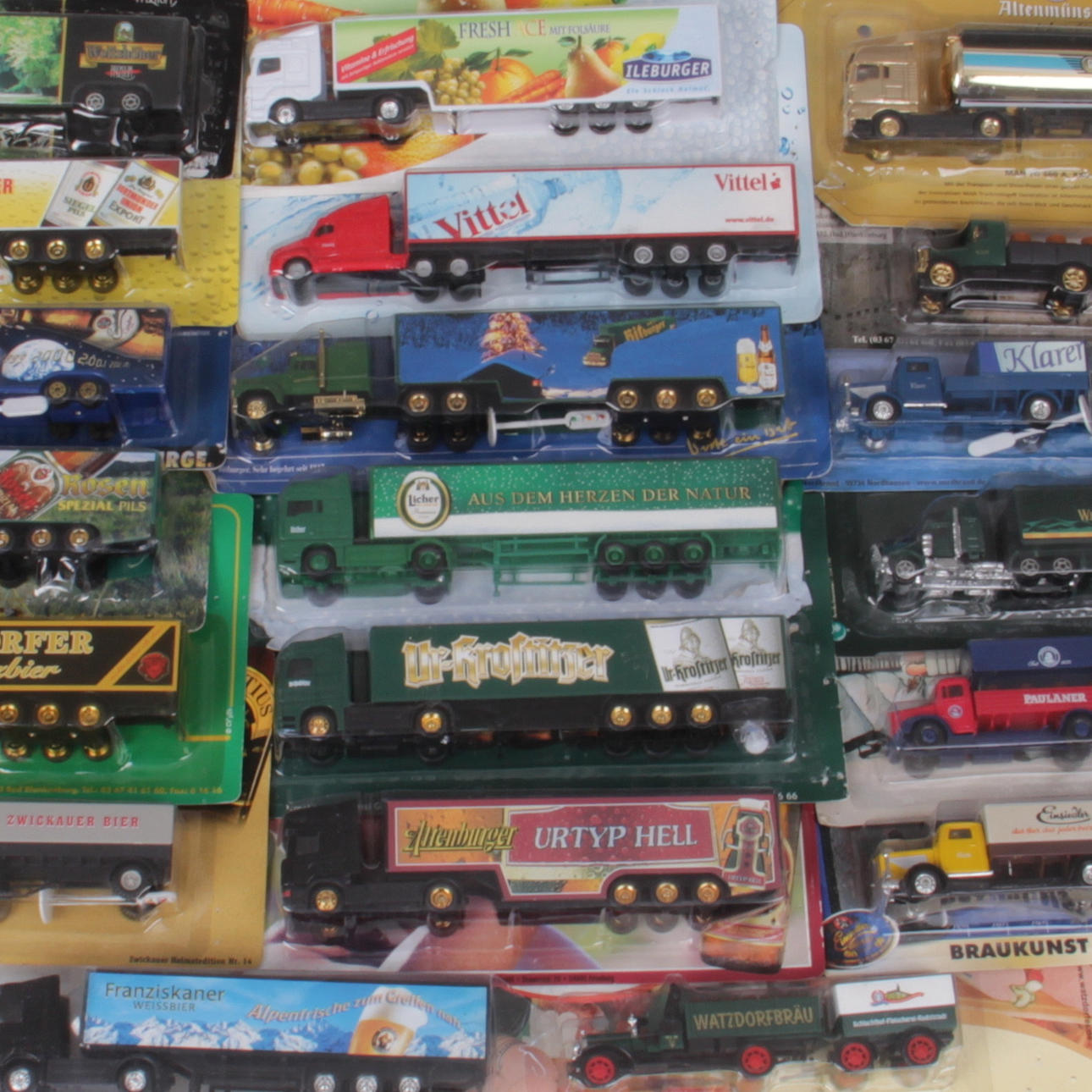 MODELLBILAR, 20 st. Lastbilar med reklam, i orginalkartonger, 1900-tal.