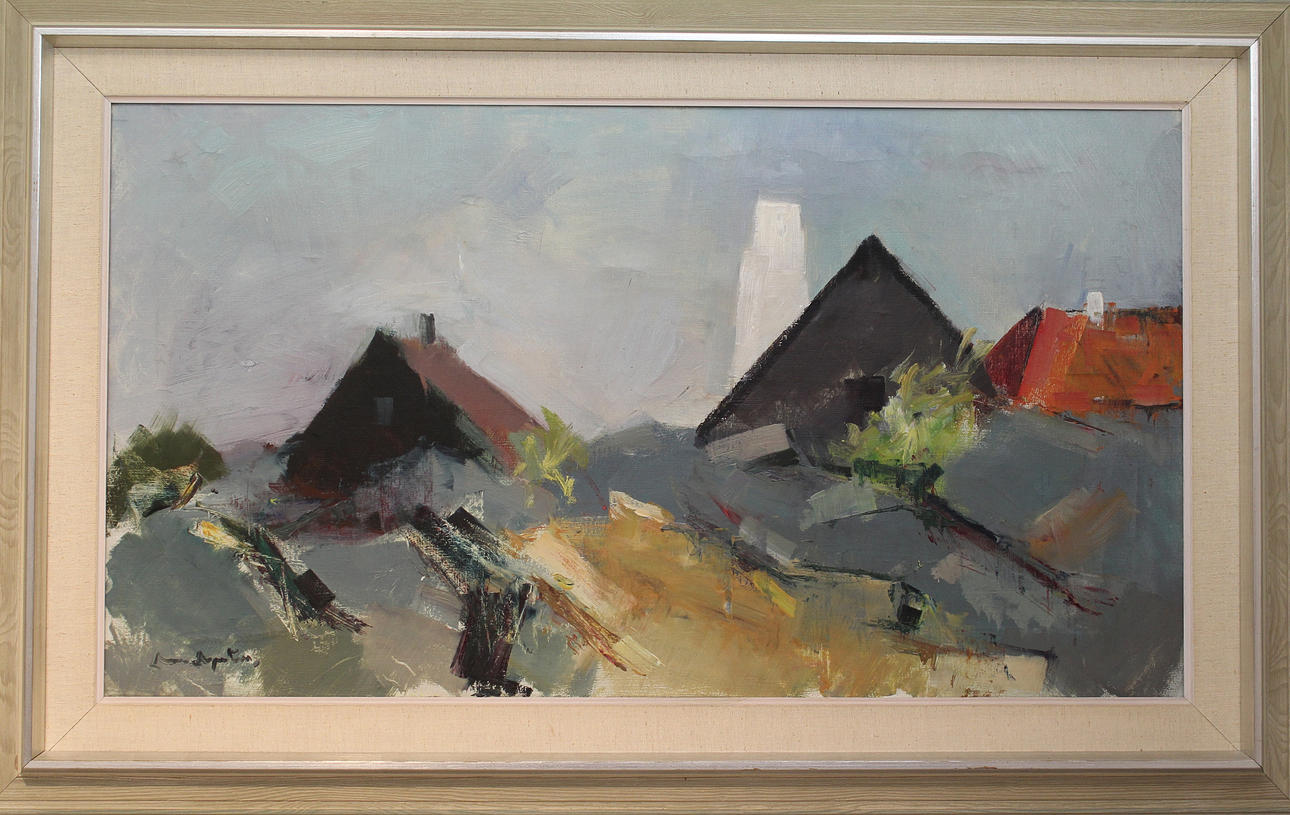 ARNE ASPELIN. Hustak. Olja på duk. Signerad.