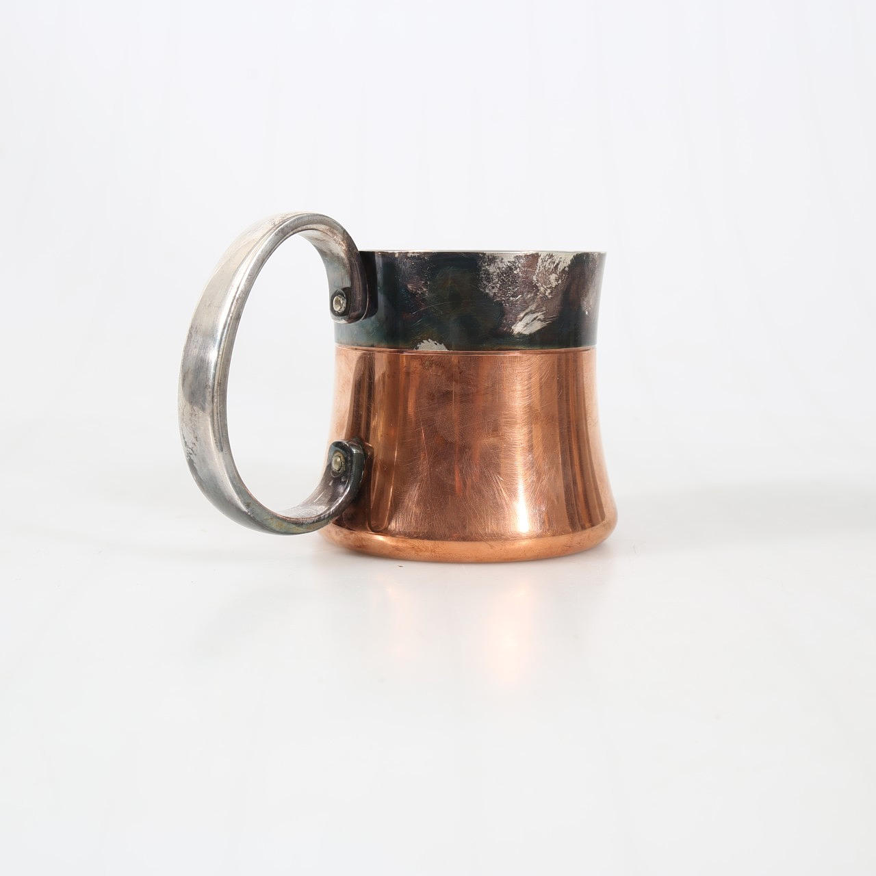 GEORG JENSEN, mug/seidel, steel/copper, marked.