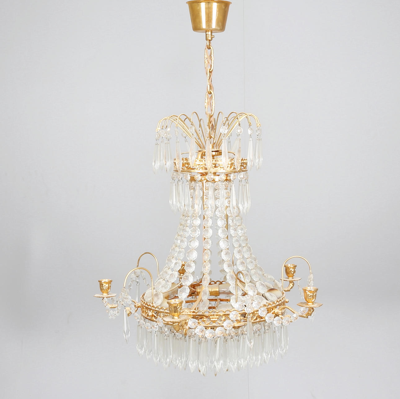 LJUSKRONA, 5-armad, empirestil, 1950/60-tal. Höjd 80 cm.