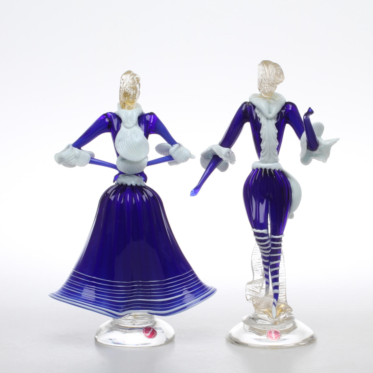 FIGURINER 2 st, glas, Murano Italien.