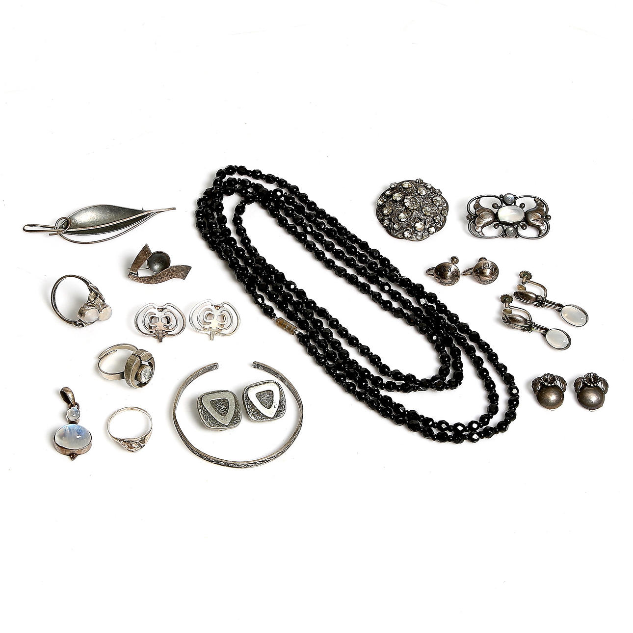 PARTI SMYCKEN, mestadels silver, 1800/1900-tal.