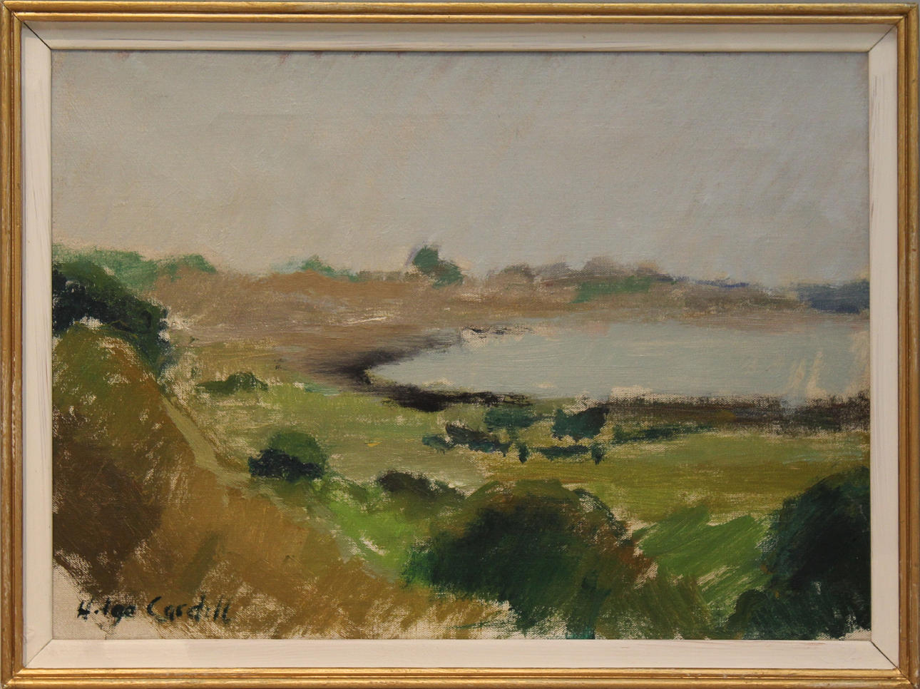 HELGE CARDELL. "Stranden vid Burenvik". Olja på duk. Signerad.