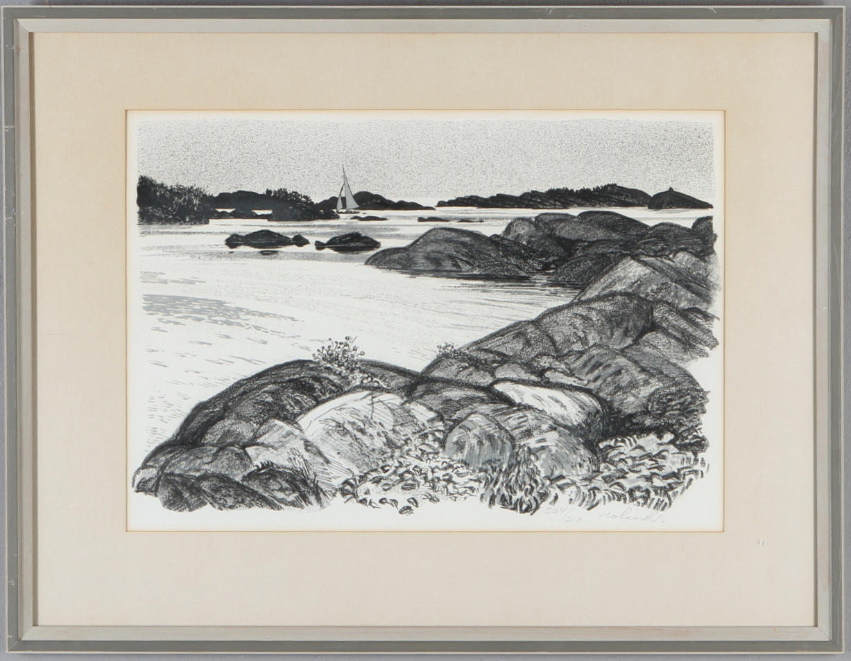 ROLAND SVENSSON. Skärgård, litografi, signerad samt numrerad 204/310.