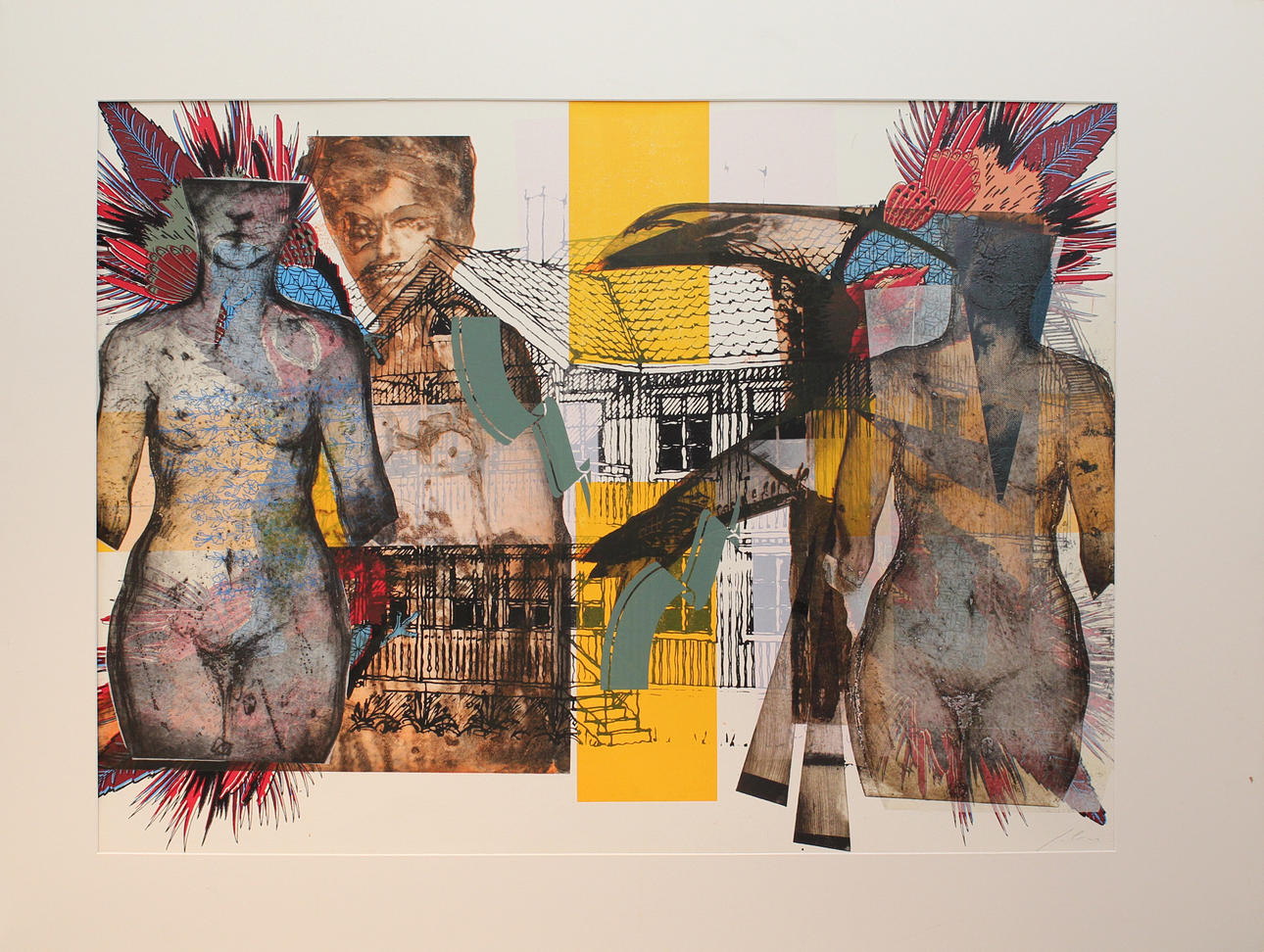 JUAN CANO. "Casa Tomada". Blandteknik. Signerad J Cano.