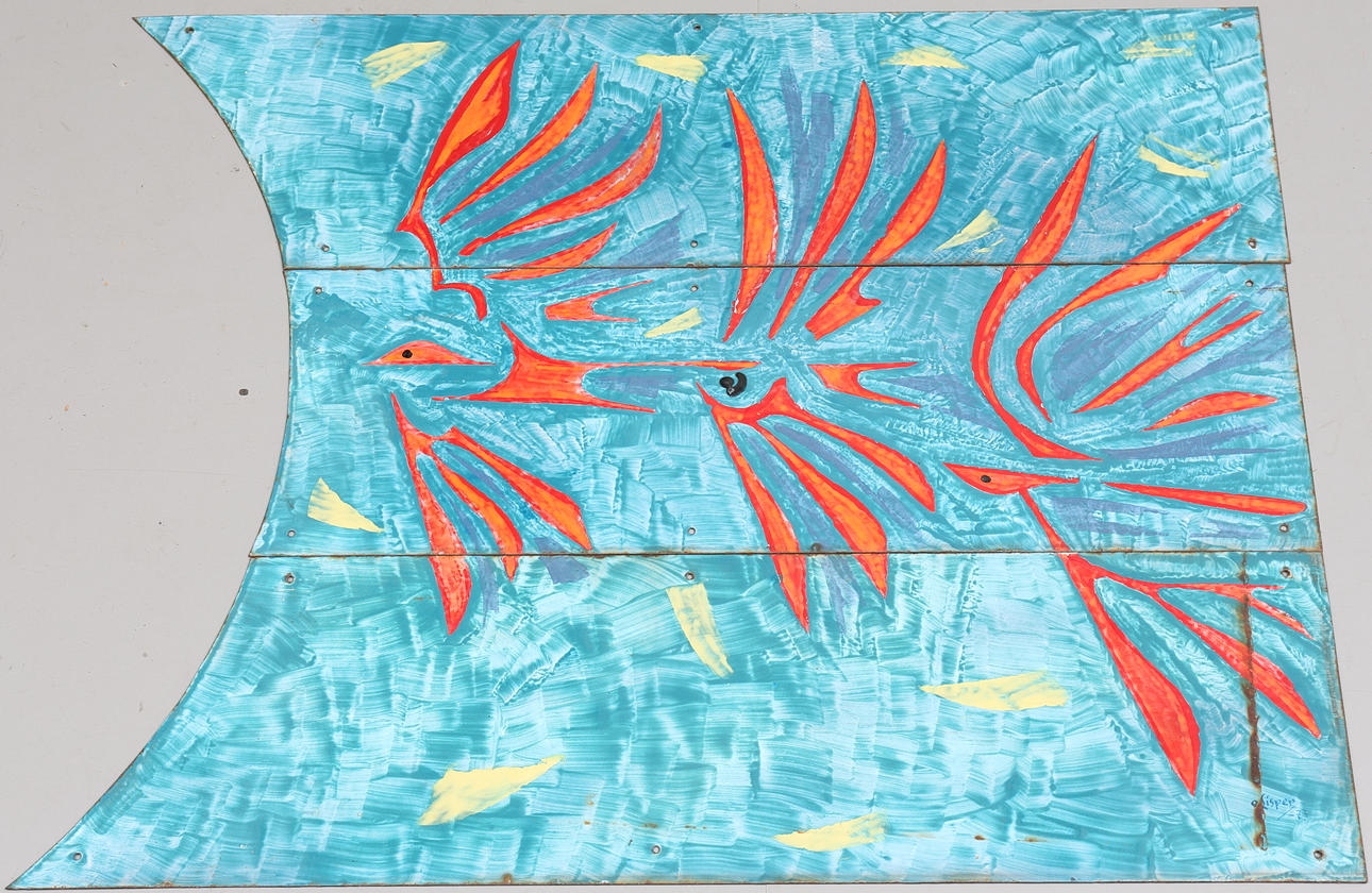 OLLE LISPER. Emaljtavla i 3 delar, signerad och daterad -73.