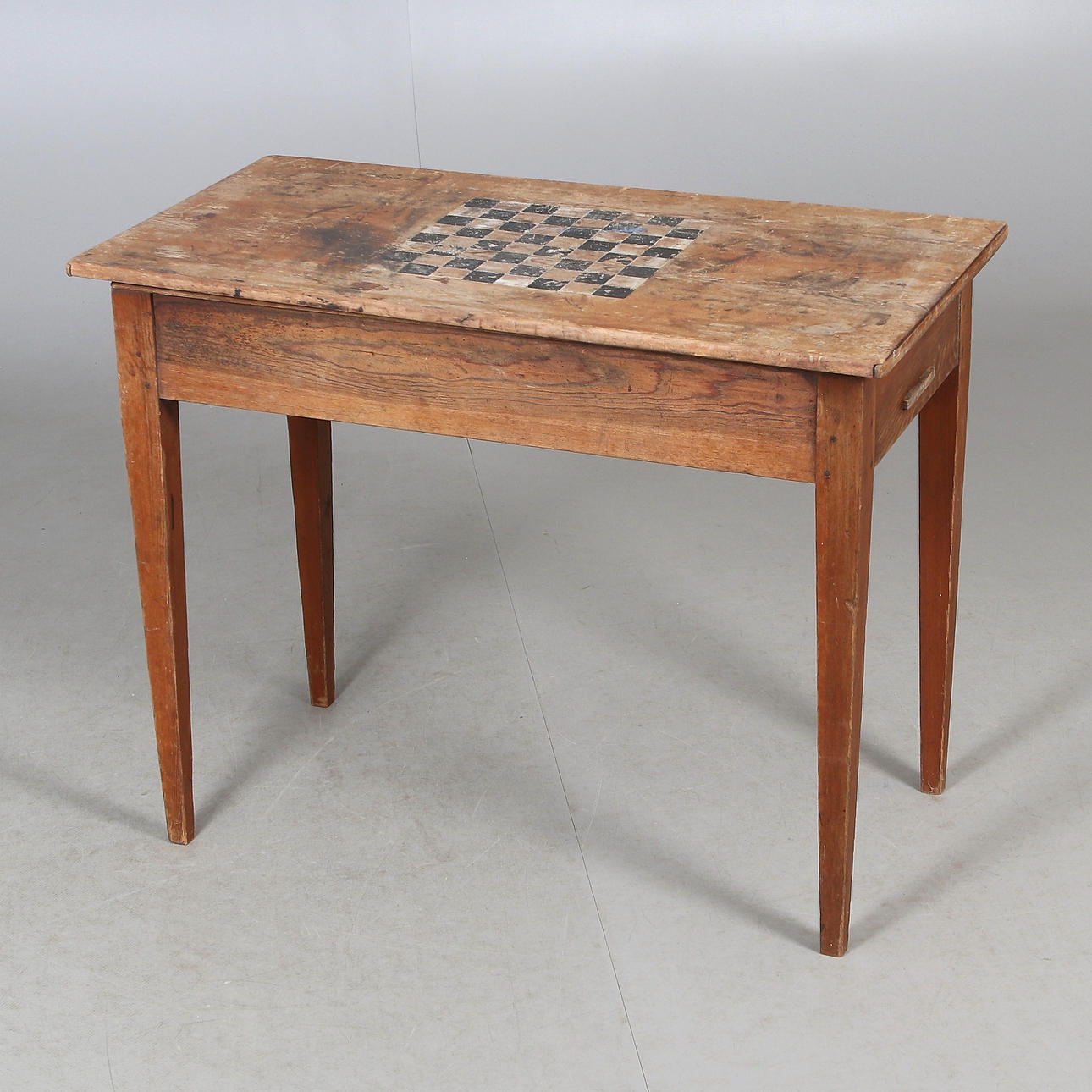 GAME TABLE, with chess squares, pine, 19th century.