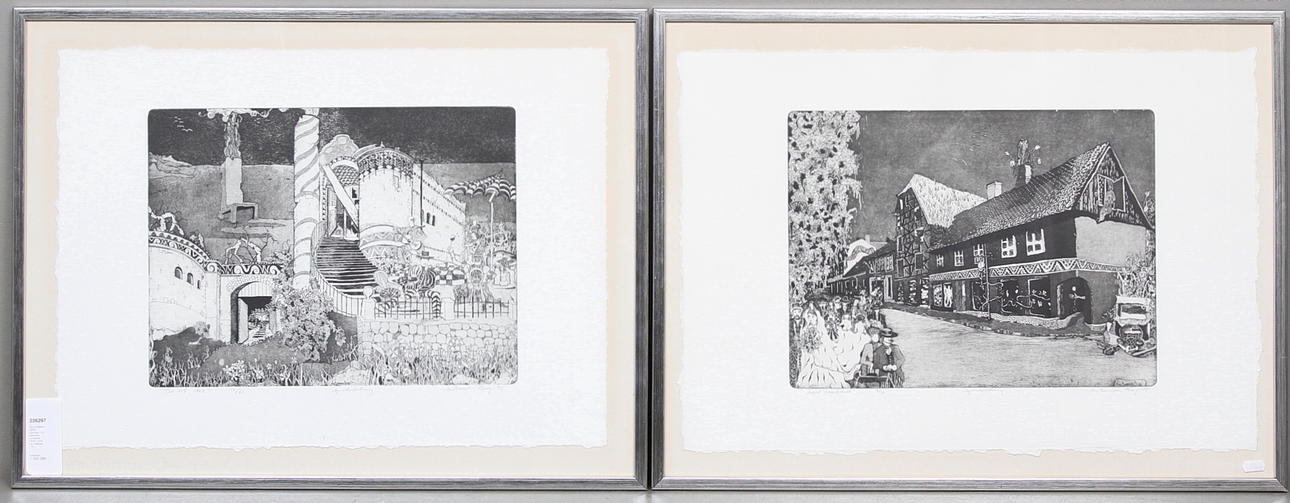 ÅSA BURMAN-BERG. Etsningar, 2 st, signerade, numrerade 16/50, 12/30 och daterade -78.