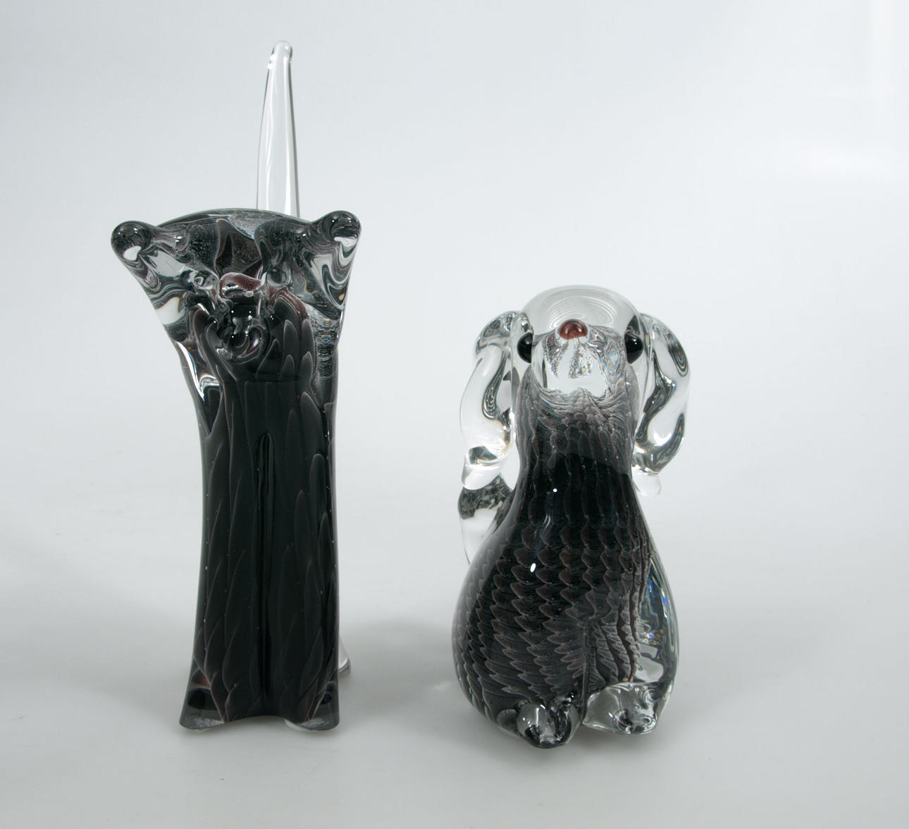 SKULPTURER, glas, 2 stycken, FM Konstglas, Ronneby.