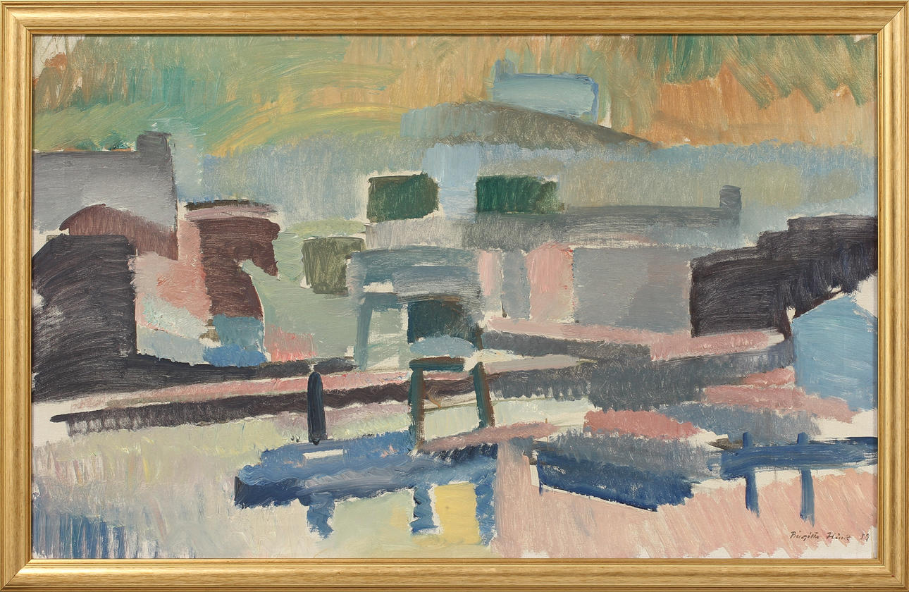 BIRGITTA FLINK. Landskap, olja på duk, signerad och daterad 59.