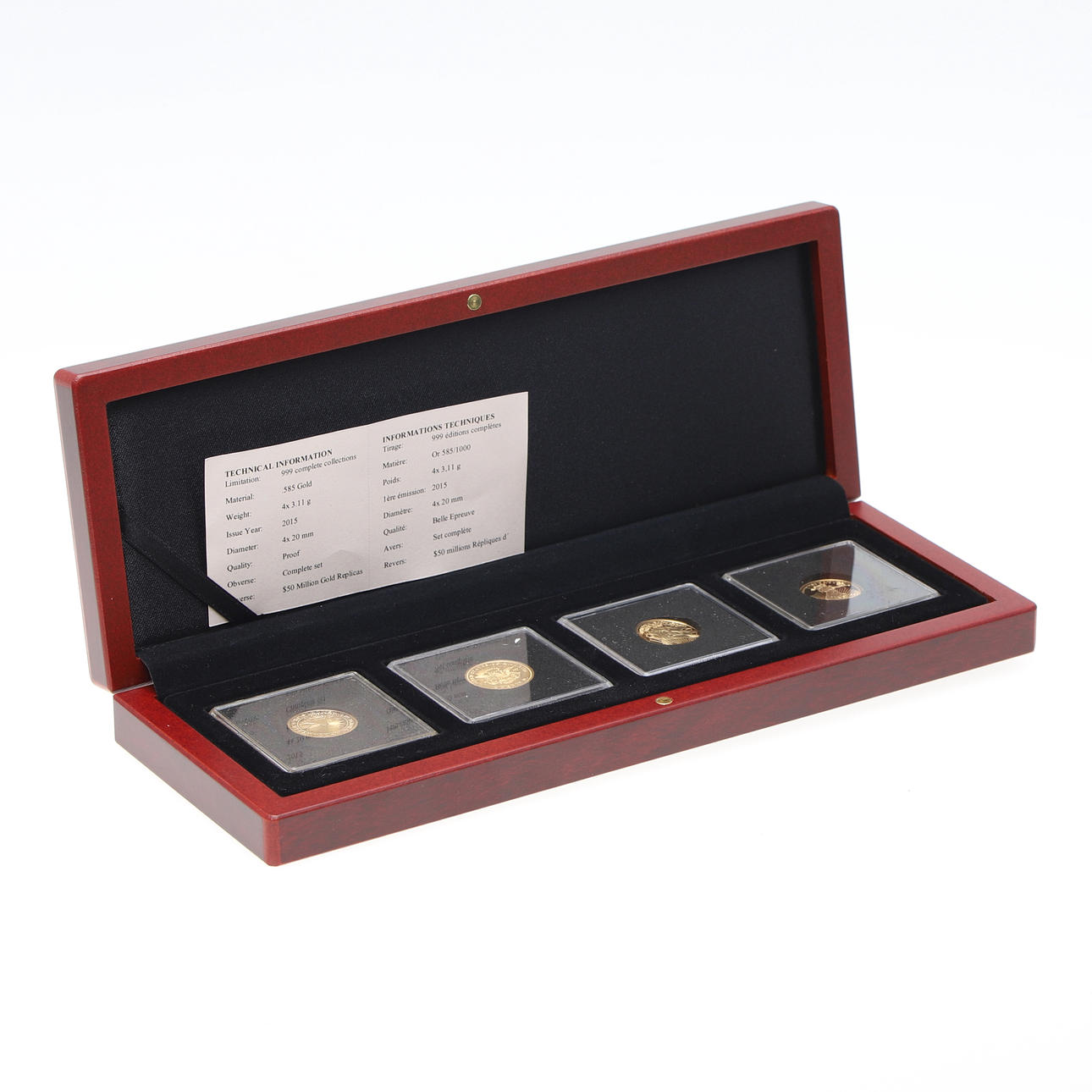 A 14 CARAT GOLD 4 PIECE $50 MILLION REPLICA COLLECTION. Coins, Medals &  Stamps - Coins & Banknotes - Auctionet