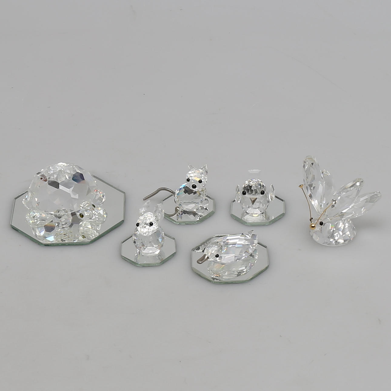 PARTI FIGURINER. 6 delar. Swarovski Silver Crystal. Österrike. I originalaskar.