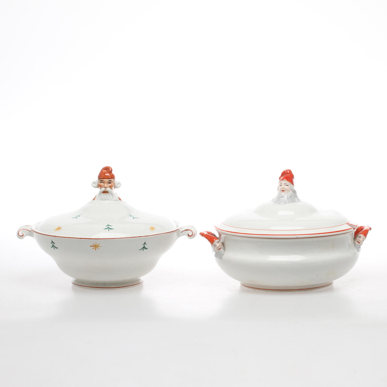 GRÖTSKÅLAR, 2 st, porslin, Göteborg samt Gefle, 1900-tal.