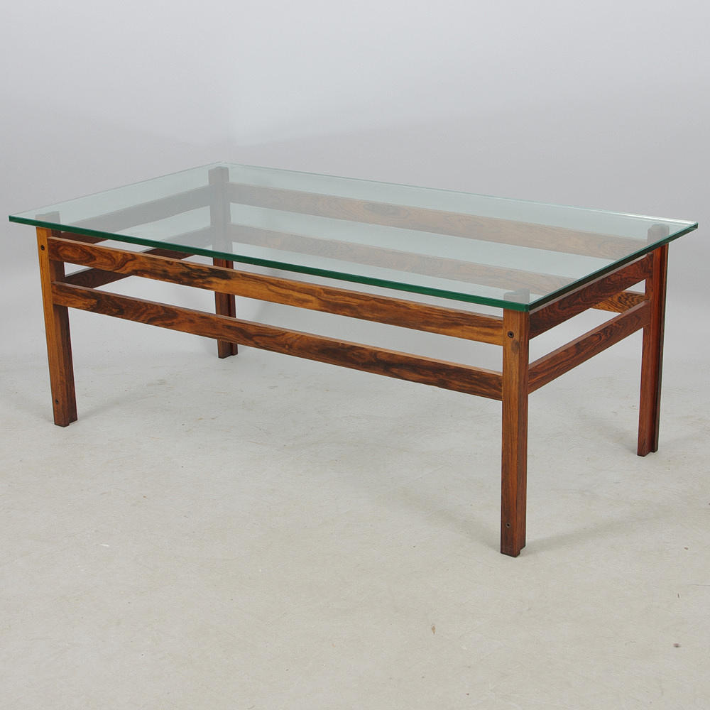 SOFFBORD, jakaranda med glasskiva, 1900-talets mitt.