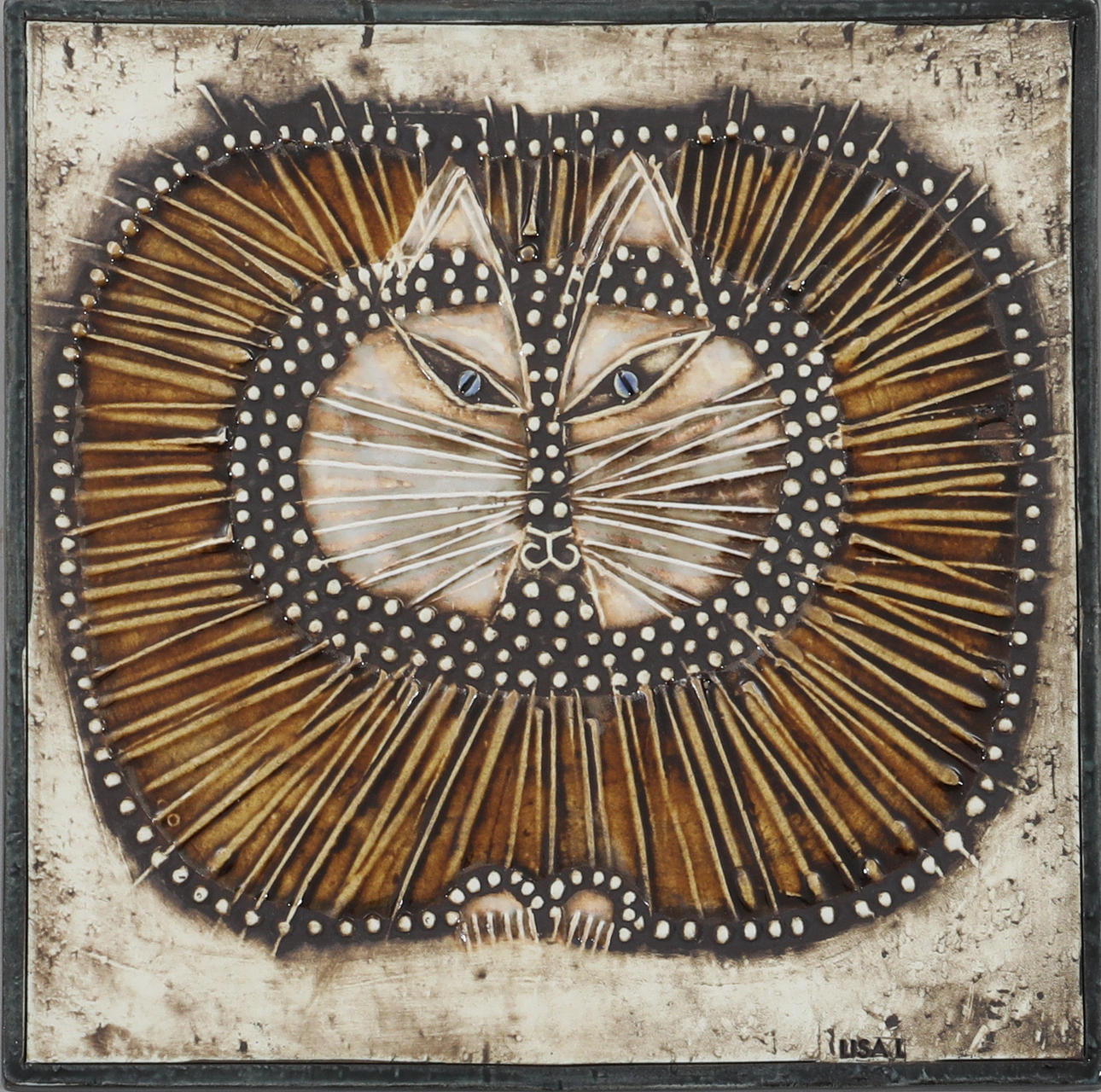 LISA LARSON. Cat, wall relief, stoneware, Gustavsberg.
