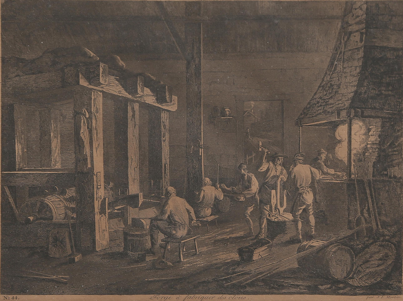 JOHAN FREDRIK MARTIN. GRAPHIC SHEET, No 44, representing blacksmith work.
