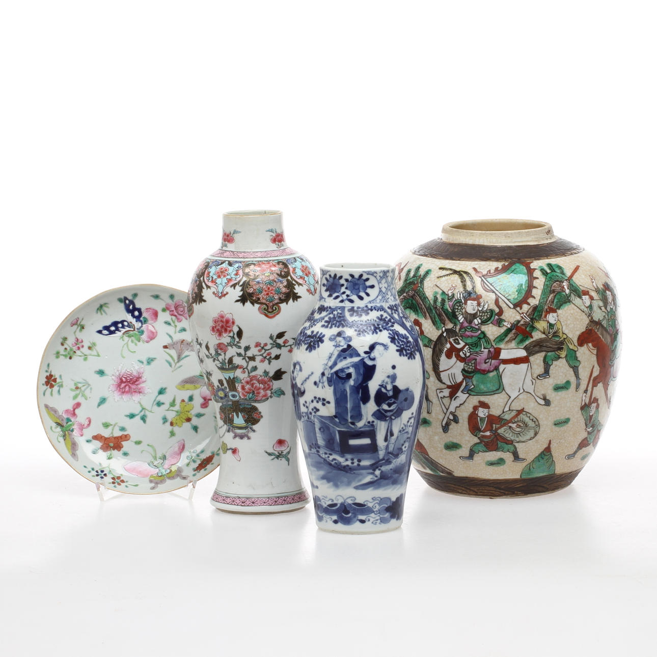 PARTI PORSLIN, 4 delar, bojan, vaser samt fat, Kina.