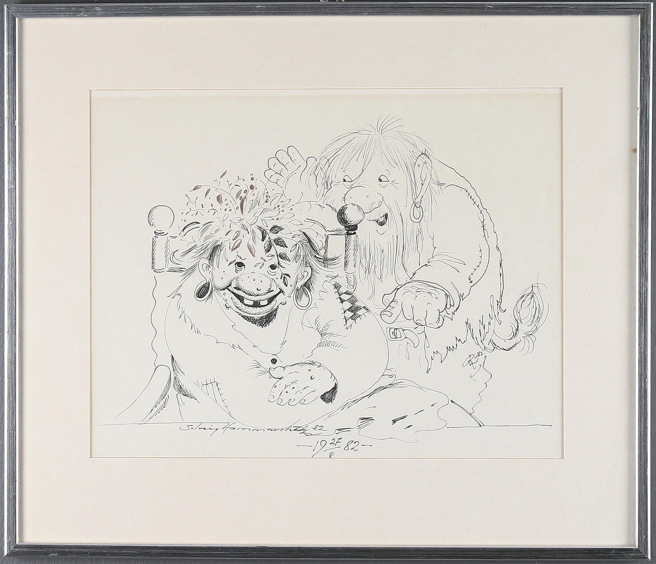 SOLVEIG HAMMARSTEDT / ROLF LIDBERG. Tusch på papper, signerad och daterad 1982.