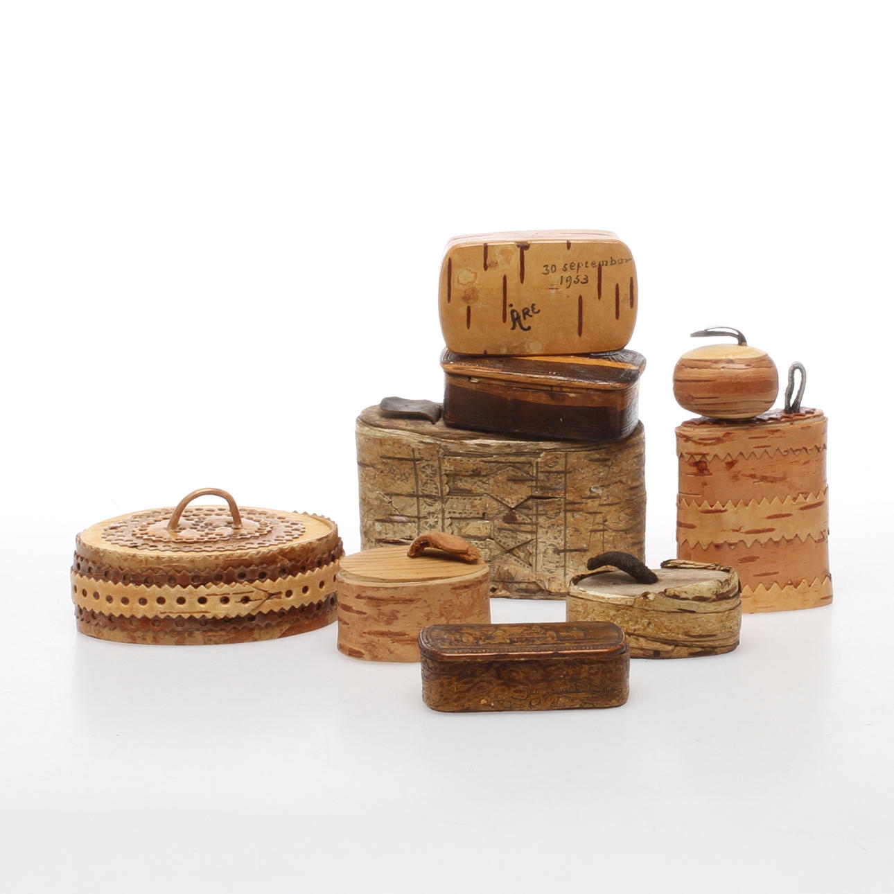 DOSOR/ASKAR, 9 st, näverarbeten, 1900-tal.