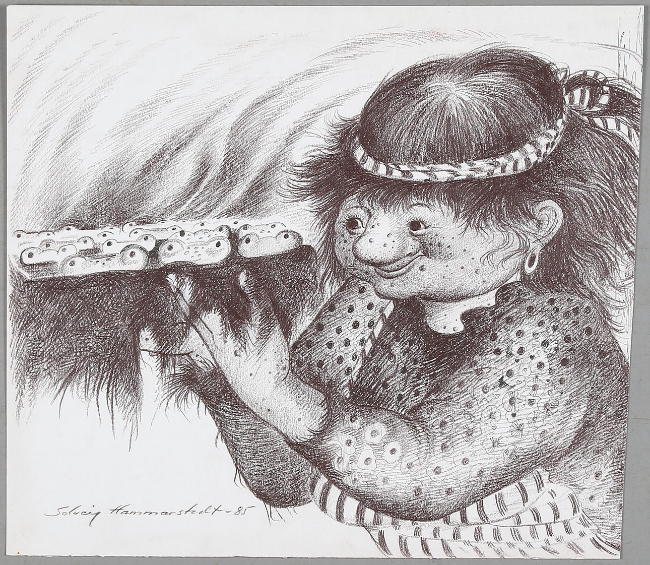 SOLVEIG HAMMARSTEDT. Blandteknik, blad, signerad och daterad -85.