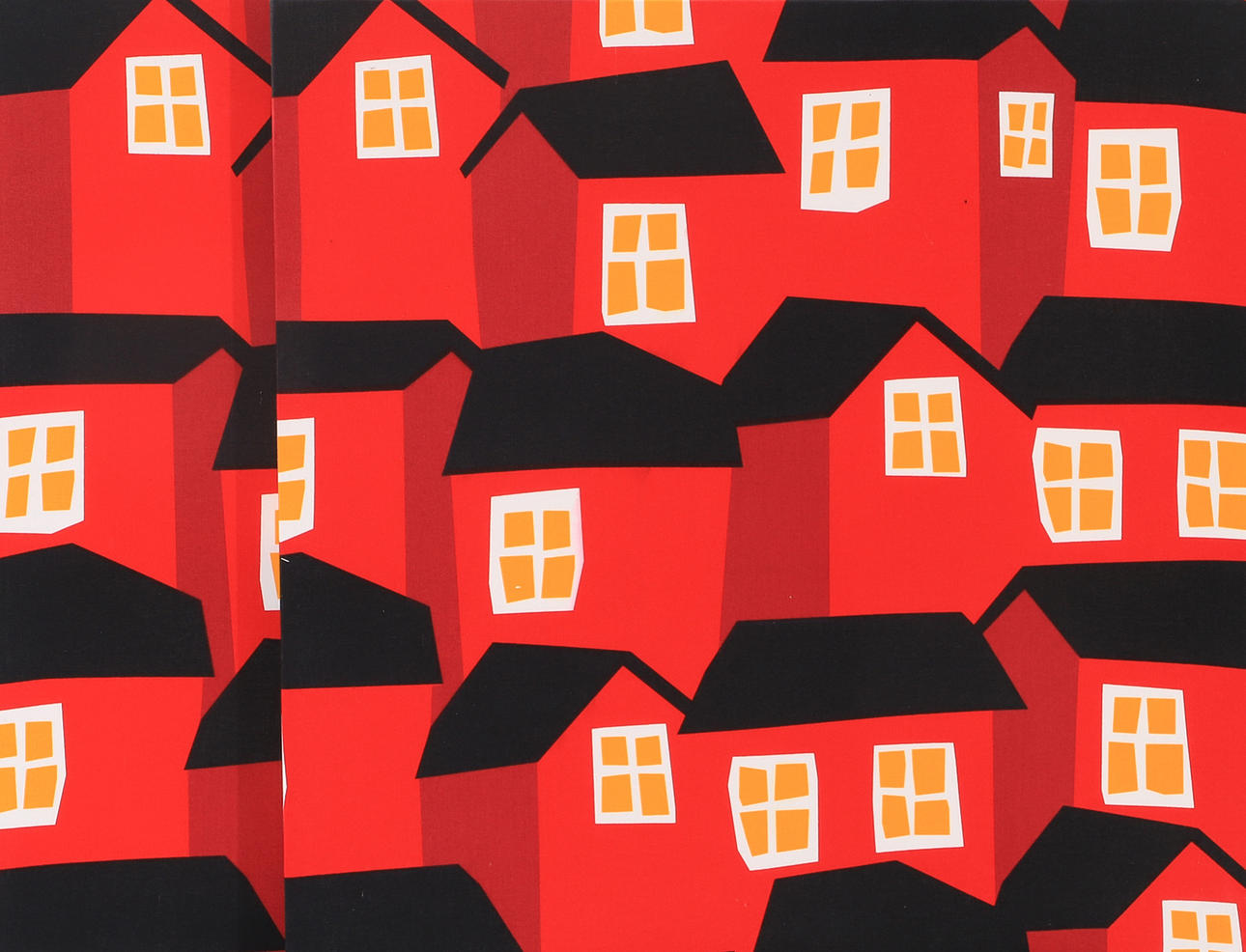 MARIMEKKO. Textilbilder, 2 Stück, "Mokki", auf Bilderrahmen gespannt.