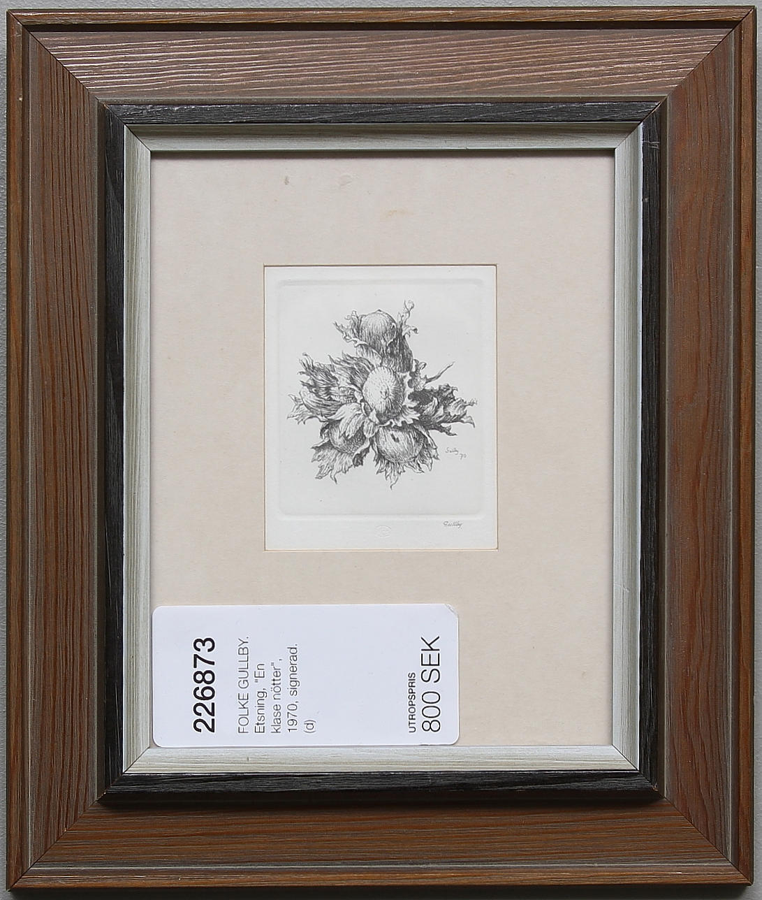 FOLKE GULLBY. Etsning, "En klase nötter", 1970, signerad.