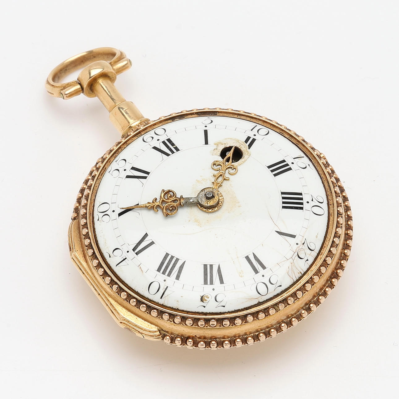 SPINDLE CLOCK, 18K, 18th century. Weight approx. 58.46 grams.