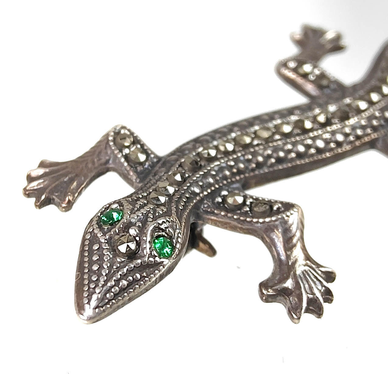 ANTIK SALAMANDER ÖDLA BROSCH SILVER 835.